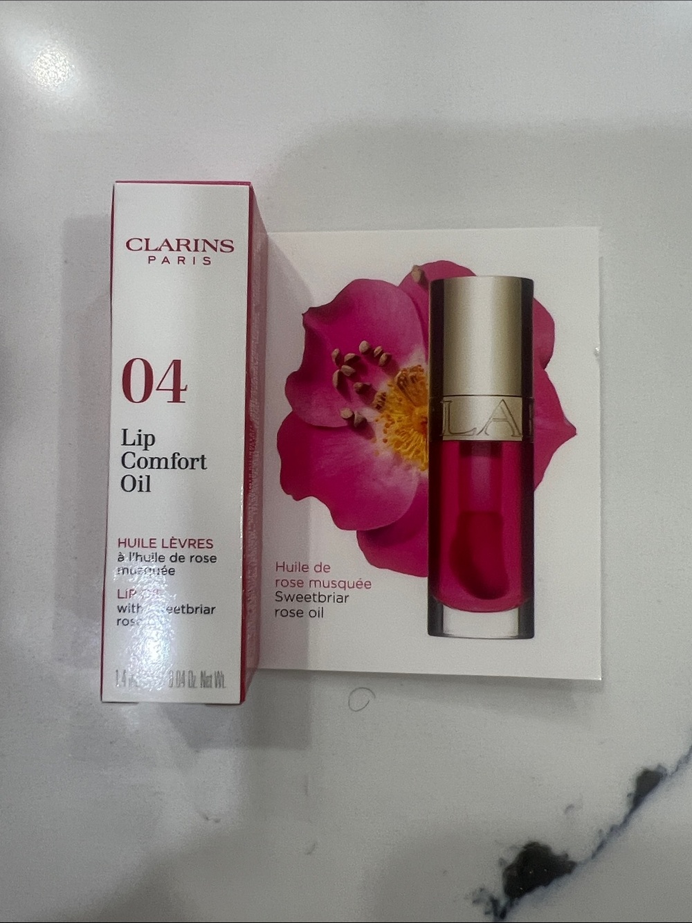 Clarins Lip Comfort Oil 04 - Bright Rose Pink with Gold Cap - Picture 1 of 2